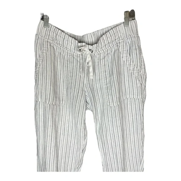 Athleta Bali Linen Striped Cuffed Ankle Pants Size 8T - Picture 5 of 8
